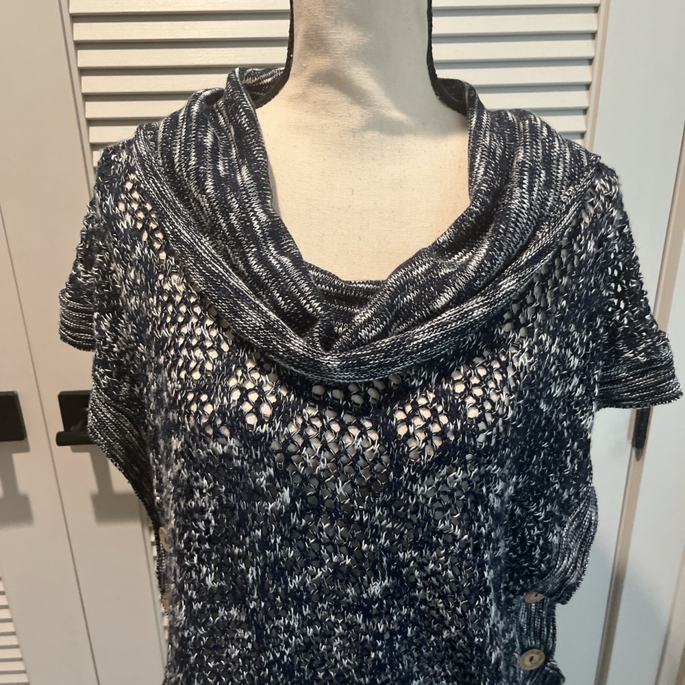 Dressbarn Navy and White Cowl Neck Sweater